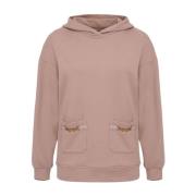 Elisabetta Franchi Hoodie med Fickor och Metallklämma Purple, Dam