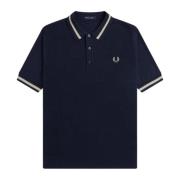 Fred Perry Kortärmad Stickad Polo Tröja Blue, Herr