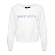 Elisabetta Franchi Casual Sweatshirt med Brösttryck White, Dam