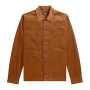 Fred Perry Sammet Ribbstickad Skjortjacka Brown, Herr