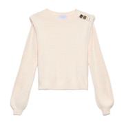 Gaëlle Paris Stickad Crewneck Sweater Beige, Dam