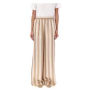 Fendi Randig Wide-Leg Linnebyxor Multicolor, Dam