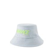 Versace Broderad Logo Bucket Hat - Denim Blue, Herr