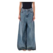 Haikure High-Waisted Wide-Leg Oil Blue Jeans Blue, Dam