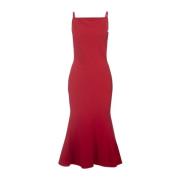 Alexander McQueen Röd Stickad Midi Klänning Flare Hem Red, Dam