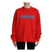 Dsquared2 Röd Tryck Långärmad Tröja Red, Dam