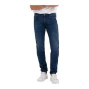 Replay Blå Sliten Dragkedja Jeans Blue, Herr