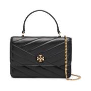 Tory Burch Quiltad Double T Svart Läder Väska Black, Dam