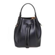 Furla Svart Läder Bucket Bag Ryggsäck Black, Dam