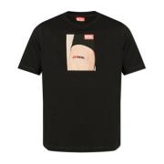 Diesel Tryckt T-shirt Black, Herr