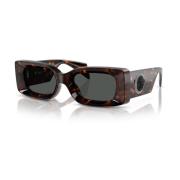 Versace Rektangulära solglasögon Mörkgrå Havana Blank Brown, Unisex