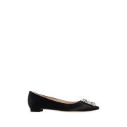 Manolo Blahnik Kristallspänne Blockklack Skor Black, Dam