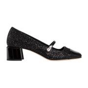 Jimmy Choo Svart Glitter Blockklack Sandal Black, Dam