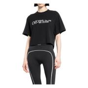 Off White Bokig Logo Cropped Tee Black, Dam