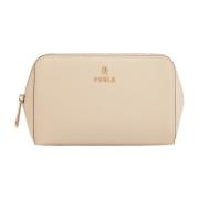 Furla Läder Kosmetikväska med Dragkedja Beige, Dam