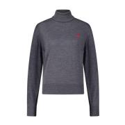 Ami Paris Ull Turtleneck Tröja Gray, Dam