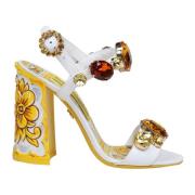 Dolce & Gabbana Multifärgad Sten Sandal med Juvelrem White, Dam