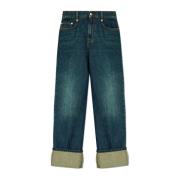 Alexander McQueen Högmidjade jeans Blue, Dam