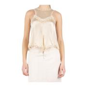 Isabel Marant Svart Siden Spets Tank Top Beige, Dam