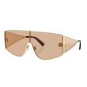 Dolce & Gabbana Guld Metallram Brun Spegel Solglasögon Yellow, Unisex