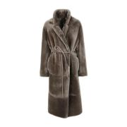 Blancha Taupe Shearling Vinterrock Beige, Dam