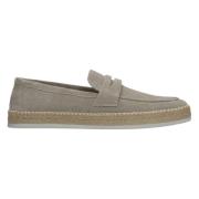 Estro Herr Beige Moccasins tillverkade av Äkta Italienskt Velour Er001...