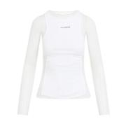 Jean Paul Gaultier Vit Mesh Ribbad Topp White, Dam