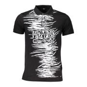 Cavalli Class Herr Polo Shirt med Logo Print Black, Herr