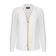 Elisabetta Franchi Vit Blus med Halsband Applikation White, Dam