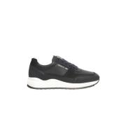 Cerruti 1881 Blå Läder Sneakers Hög Sula Sidologo Black, Herr