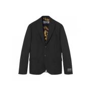 Versace Svart Barock Blazer Revers Krage Black, Herr