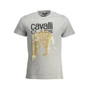 Cavalli Class Tryckt Logot-shirt Kortärmad Rund Hals Gray, Herr