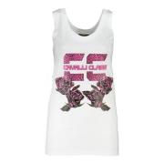 Cavalli Class Vit Bomull Tank Top med Tryck White, Dam