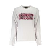 Cavalli Class Vit Bomullssweatshirt med Tryckt Logotyp Beige, Dam