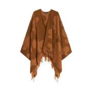 Max Mara Weekend Kamelull Poncho Chic Stil Brown, Dam