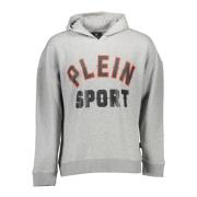 Plein Sport Grå Hoodie i Bomull med Tryck Gray, Herr