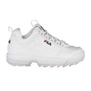 Fila Vit Polyester Sneaker med Kontrasterande Detaljer White, Dam