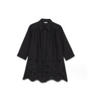 Oltre Oversized Skjorta med Broderi Black, Dam