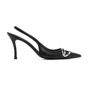 Diesel Svarta pumps med logo-hardware Black, Dam