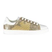 Emporio Armani Guld Polyester Sneaker, Stilfull Modell Yellow, Dam