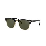 Ray-Ban Clubmaster Solglasögon Svart/Guld Grön Lins Black, Unisex