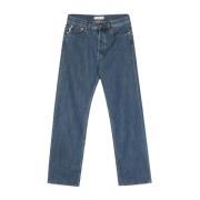 Valentino Blå Tvättad Denim Straight Leg Jeans Blue, Herr