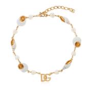 Dolce & Gabbana Kort halsband med applikationer Yellow, Dam