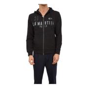 La Martina Diagon Nero Full Zip Sweatshirt Black, Herr