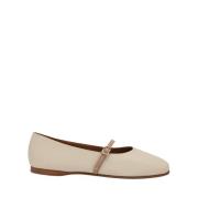 Lottusse Off-White Slippers Goya Lambskin Bailarina Beige, Dam