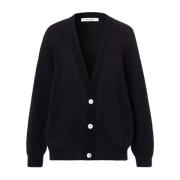 IVY OAK Mjuk Alpacka Blandning Cardigan med Djup Halsringning Black, D...