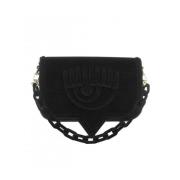 Chiara Ferragni Collection Velvet Big Logo Kedja Axelväska Black, Dam