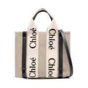 Chloé Canvas Logo Print Axelväska Beige, Dam