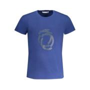 Trussardi Tryck Logo Rund Hals T-Shirt Blue, Herr