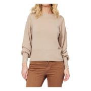 Armani Exchange Beige Sweater Rund Hals Lång Ärm Beige, Dam